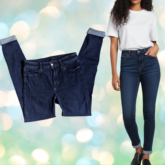 Uniqlo Denim - 🔥$10 Bundled🔥Uniqlo High Waist Stretch Skinny Jeans Dark Denim 28x32